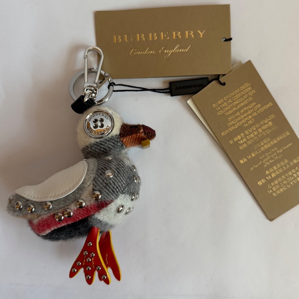 NWT Burberry Seagull Studded Key Ring/Keychain/Bag Charm - Picture 8 of 10